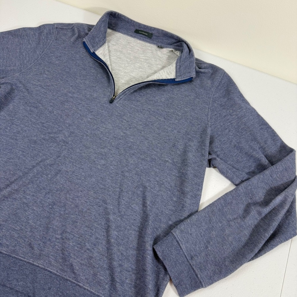 Turtleson Mens L Blue Heather Quarter Zip Cyder Cup Matches Golf Sweater
